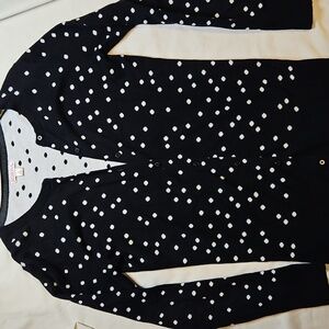 Polka Dot Cardigan Black & White Medium 100% Cotton Merona